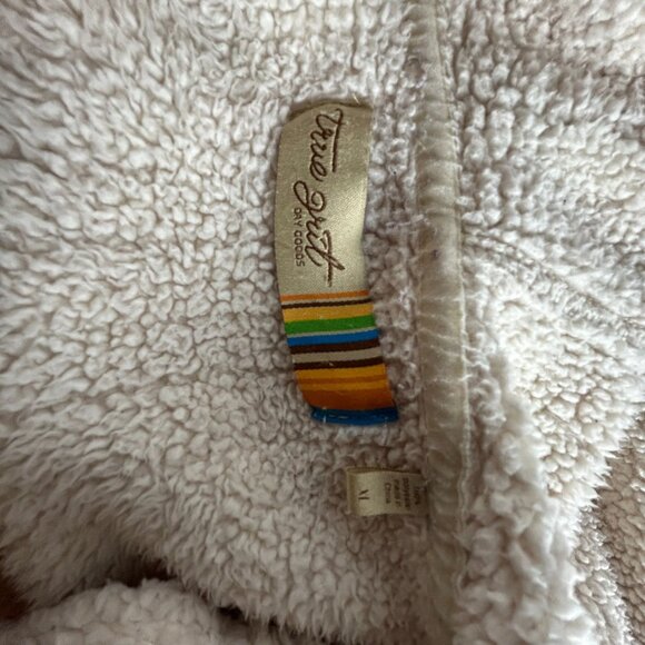 True Grit Womens Ivory Sherpa Fleece Zip-Up Hoodie Jacket XL Pockets Drawstring - Picture 3 of 7